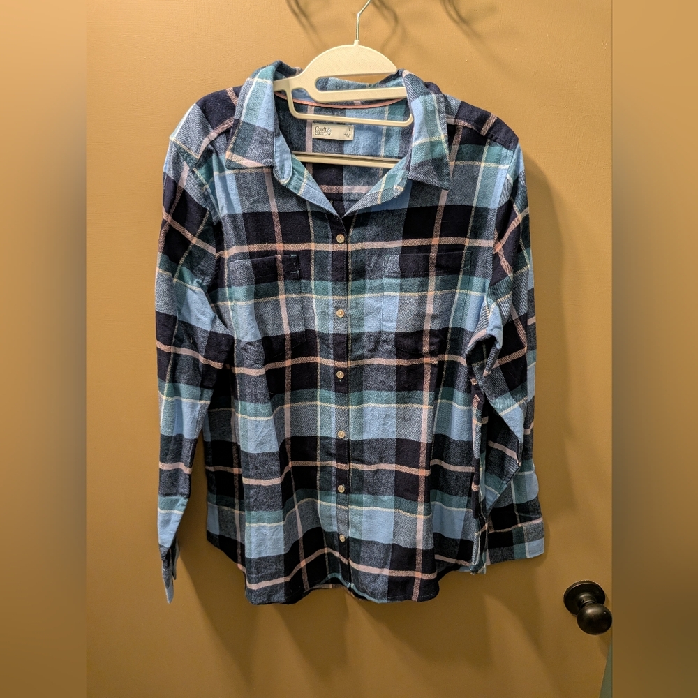Croft & Barrow Blue and Black Plaid Button-Down Shirt